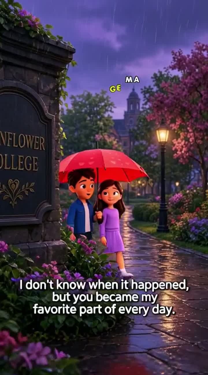 The Love Story Under the Rain — AI cartoon