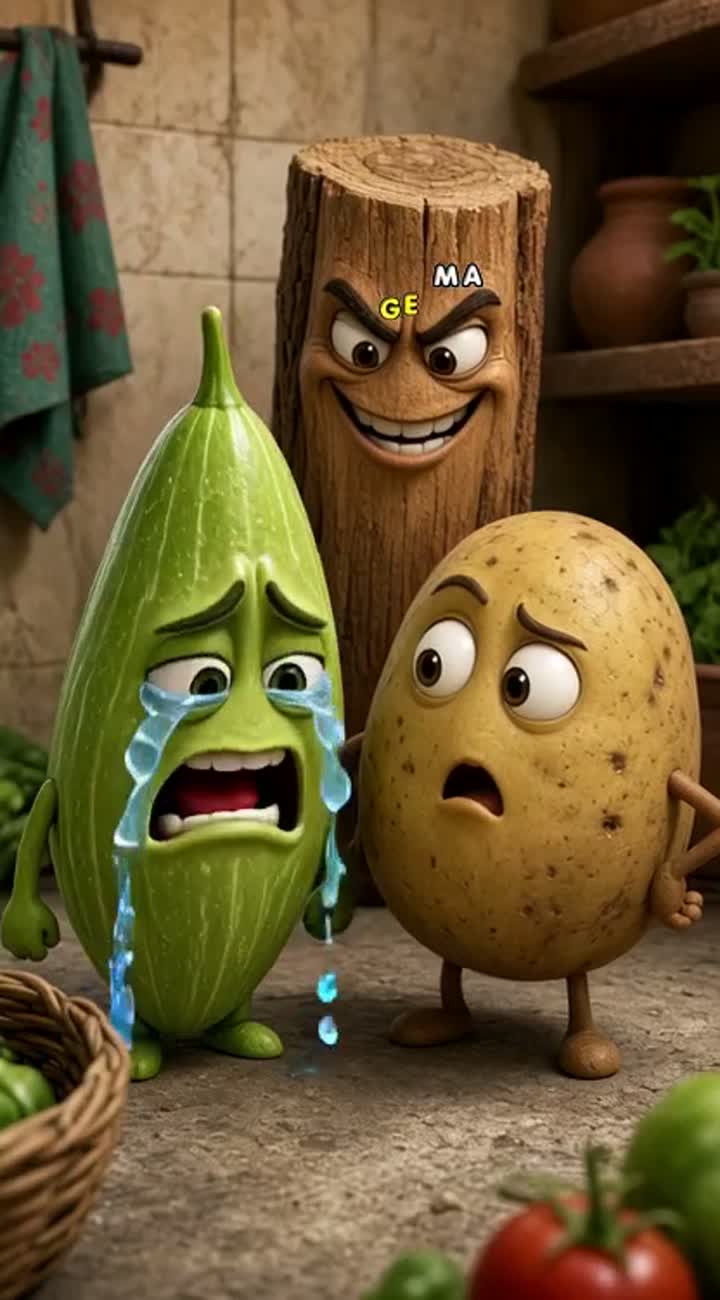 Faces, exaggerated comedic reactions, and playful timing — AI cartoon