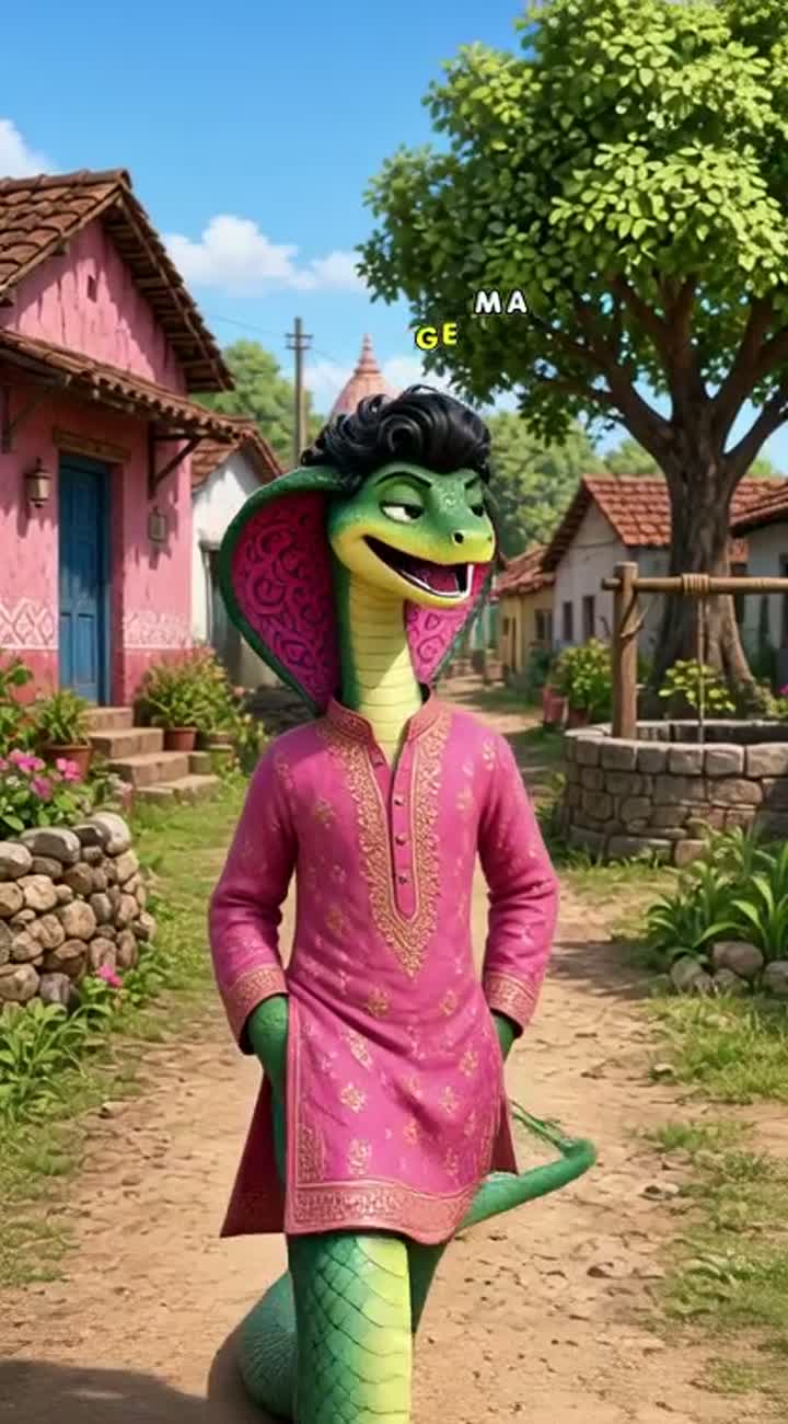 A snake wearing a traditional Indian kurta… — AI cartoon