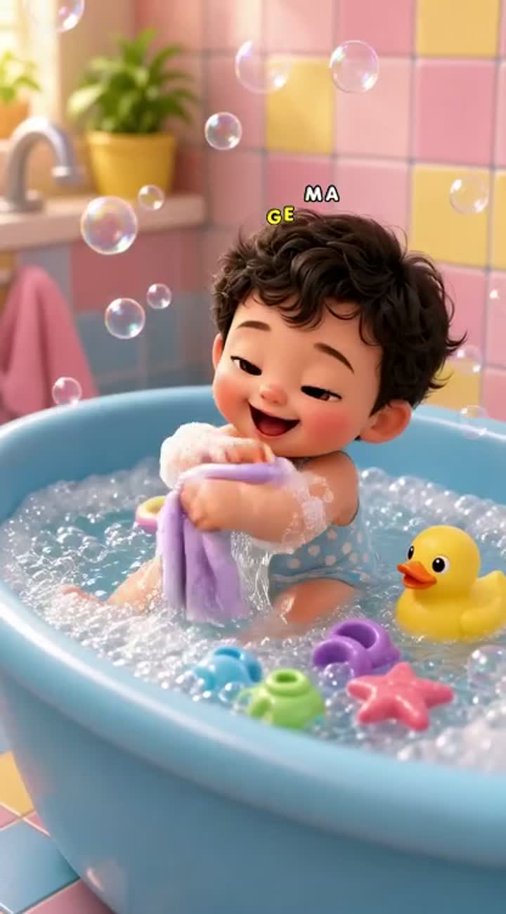 An adorable little toddler with big expressive eyes… — AI cartoon