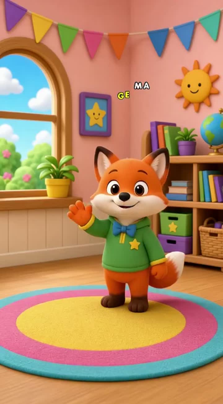 Cheerful 3D cartoon for toddlers learning ABC — AI cartoon