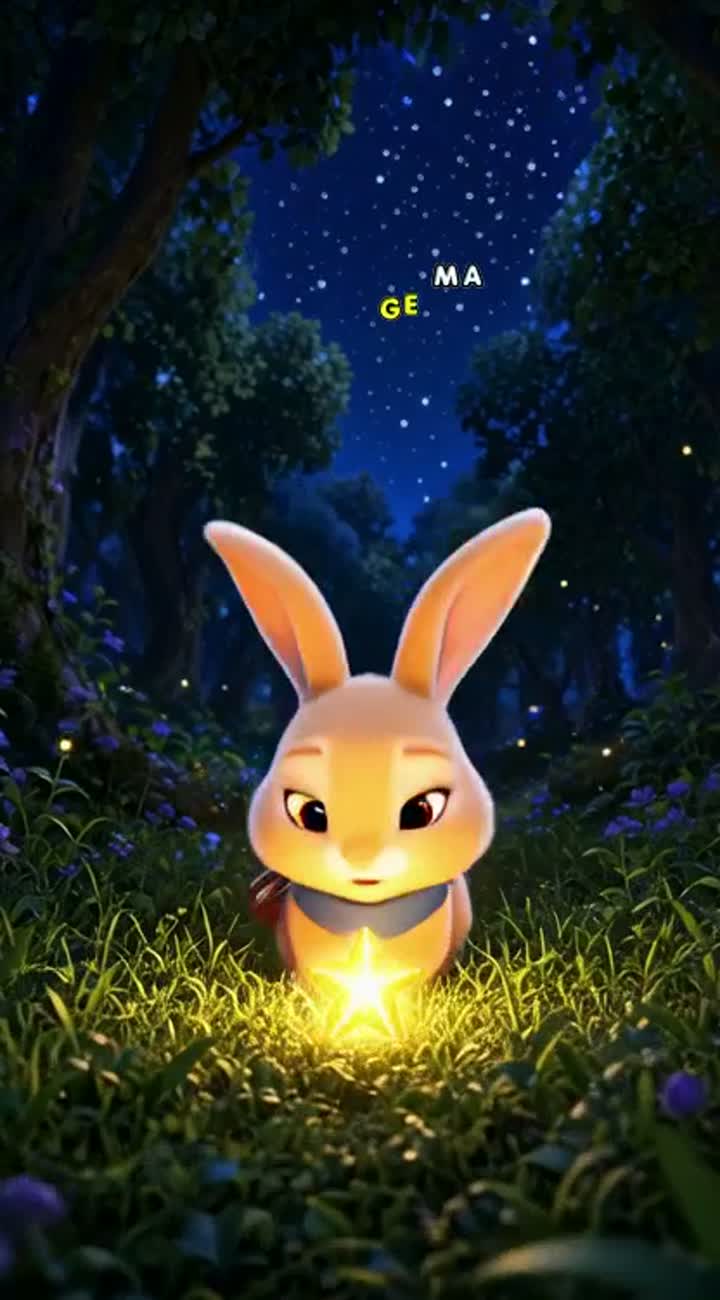 Story: One magical night, Lulu discovers a tiny glowing golden… — AI cartoon