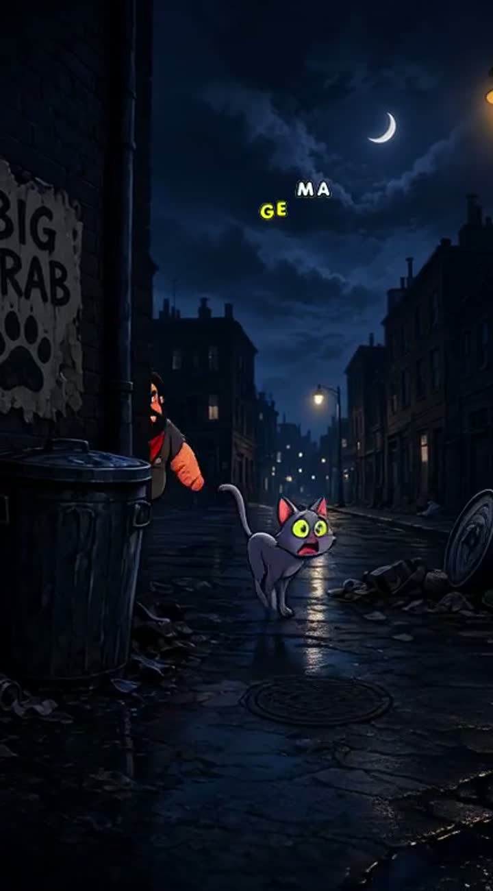 On a dark, cold night, there once was a skinny cat who was cold… — AI cartoon
