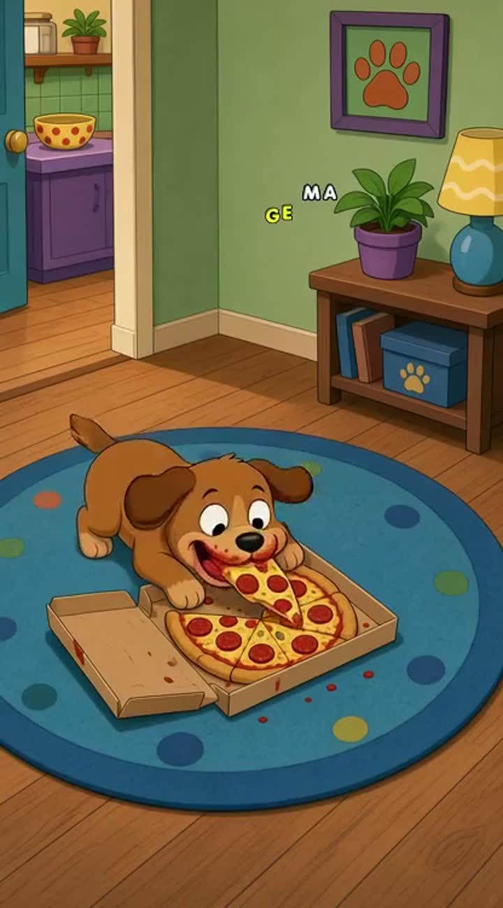 Funny 2D cartoon animation featuring an adorable brown dog… — AI cartoon