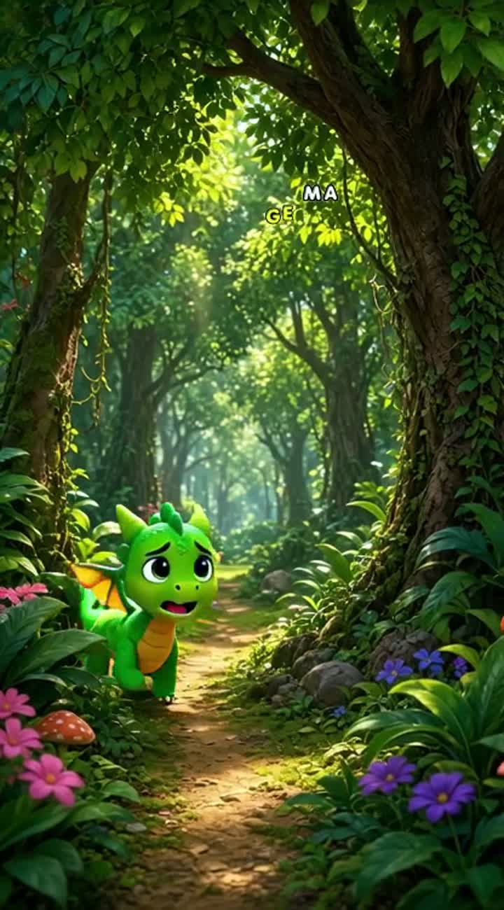 In a lush forest filled with trees and greenery… — AI cartoon