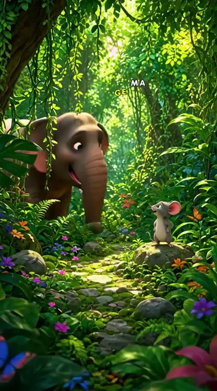 Golu, a large, powerful gray elephant with a slightly proud… — AI cartoon