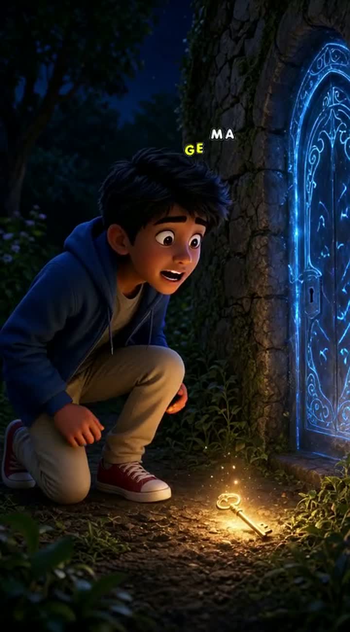 Original cinematic 3D animated family mystery scene — AI cartoon