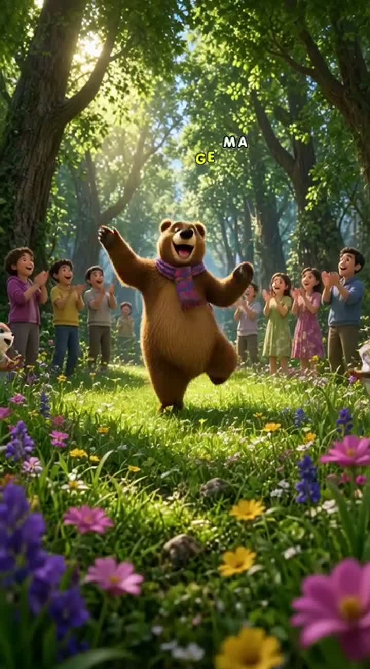 A spectacular colorful 3D cartoon musical scene featuring the same… — AI cartoon