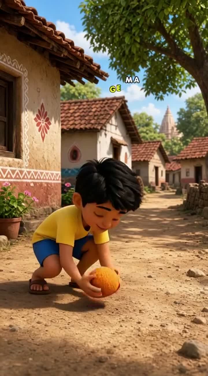 Animated cartoon set in a traditional Indian village… — AI cartoon