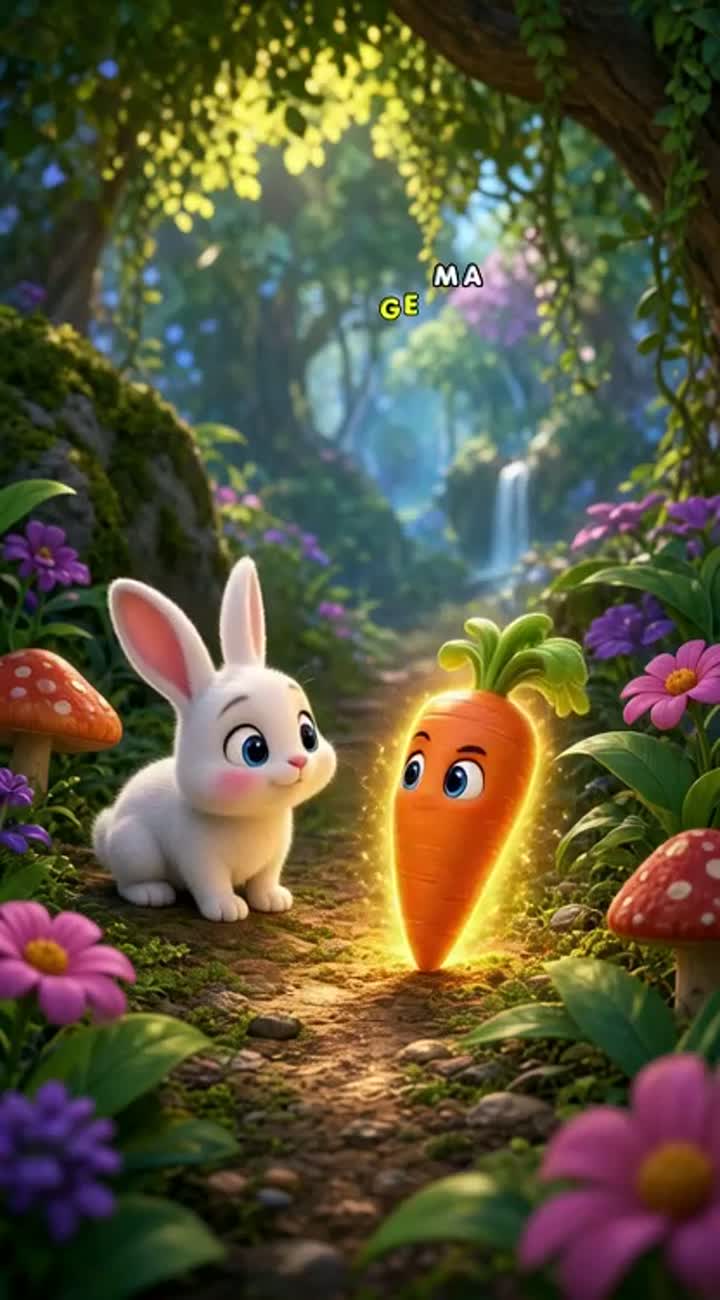 The Little Rabbit and the Magical Carrot — AI cartoon