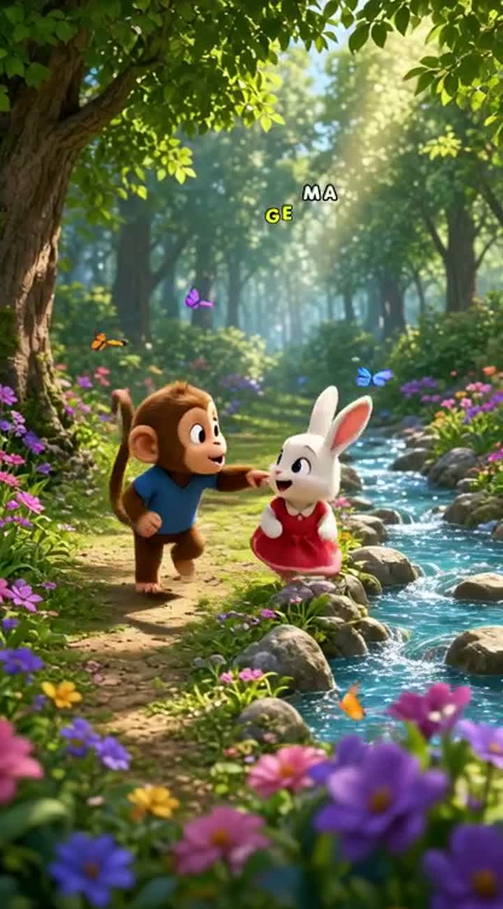 High-quality 3D animated cartoon for kids featuring two original… — AI cartoon