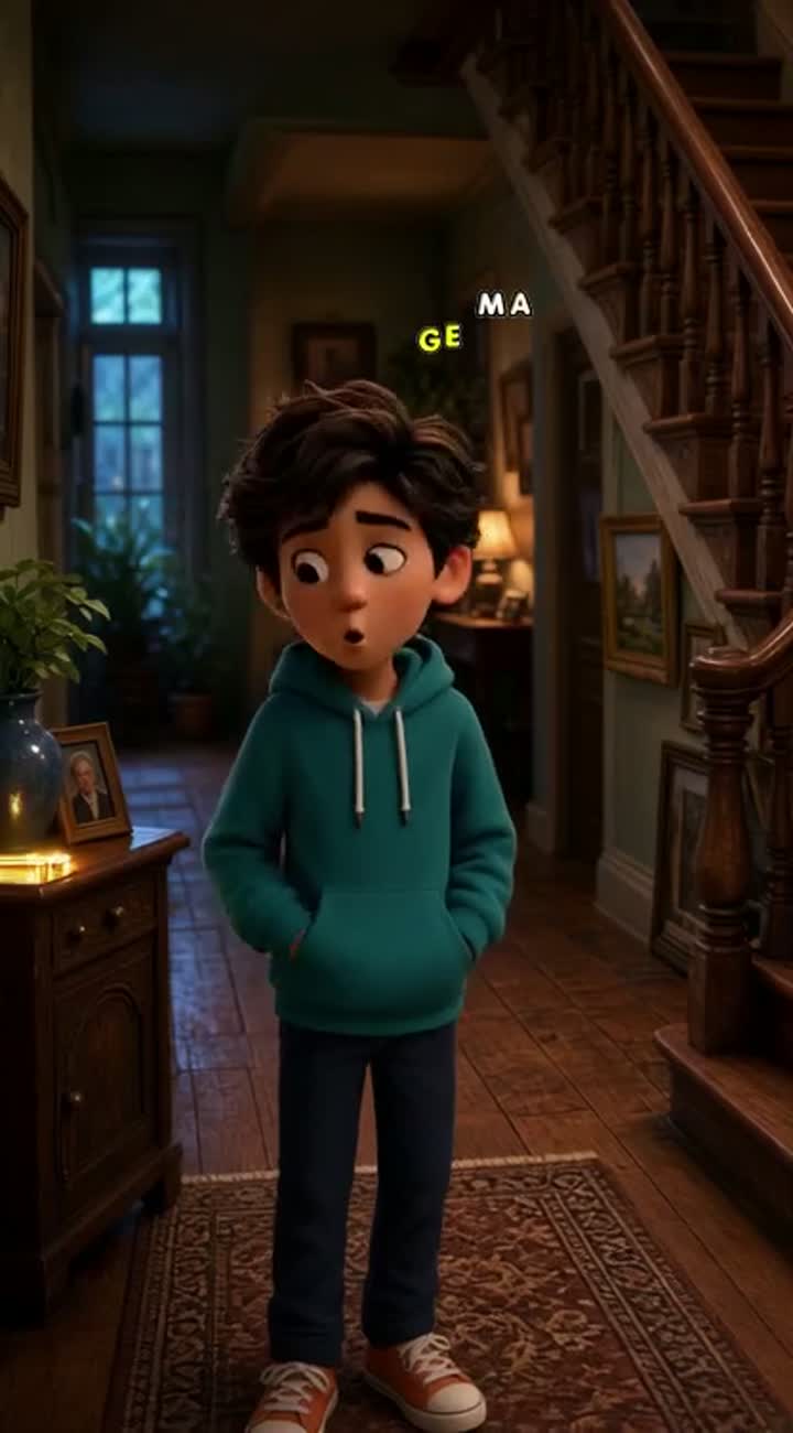 3D animated family cartoon called "The Hidden Door" — AI cartoon