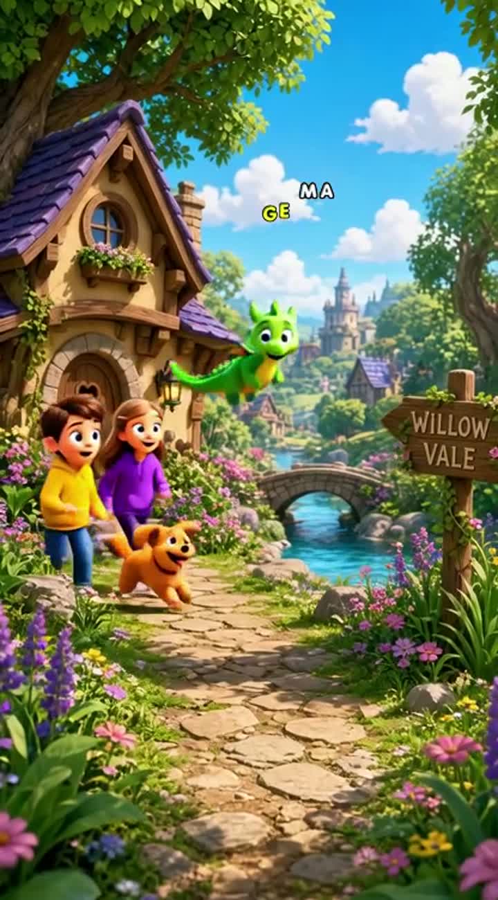 Colorful, cute 3D animated children's cartoon in a modern… — AI cartoon