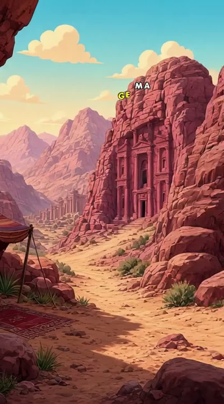 Long ago in Jordan, our ancestors built the rose-red city of Petra… — AI cartoon
