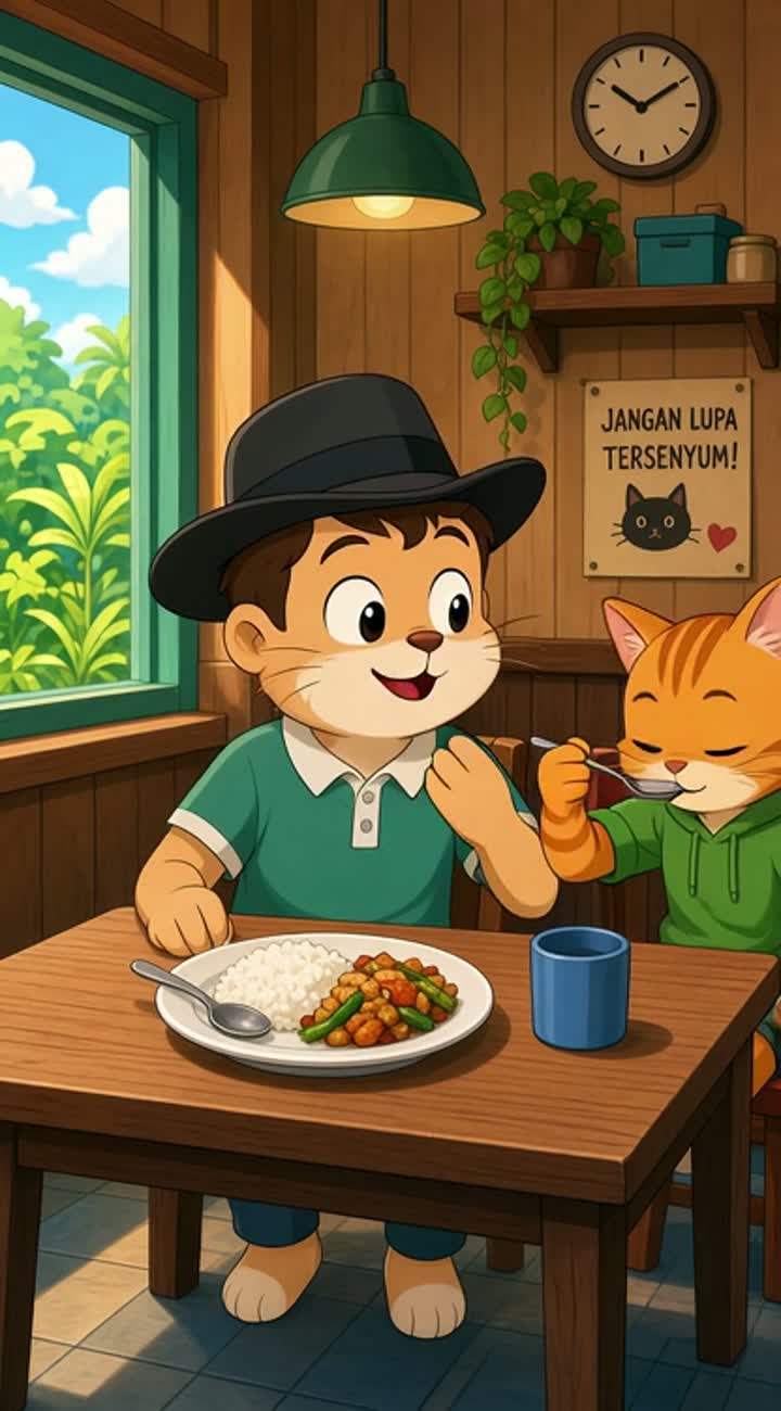 @seseng lagi makan lalu bilang makandu yuk lapar nih masa gag… — AI cartoon