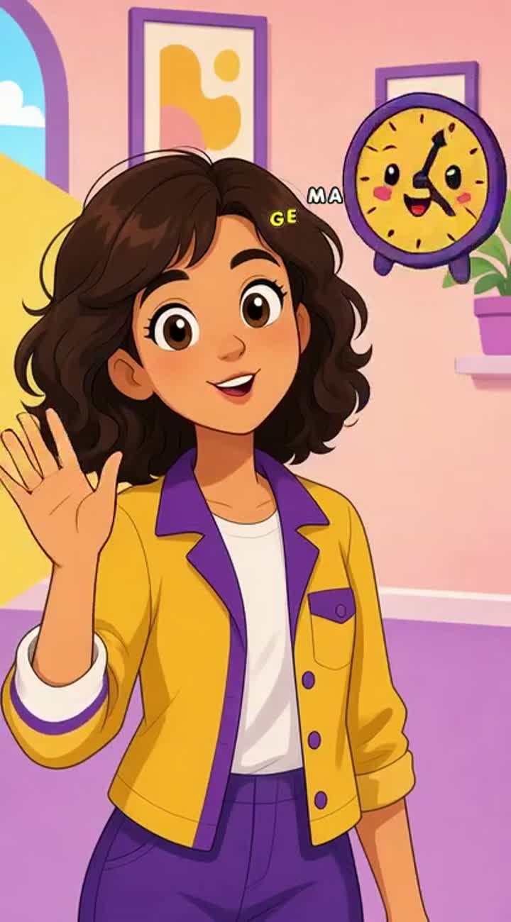 Colorful, modern 2D cartoon animation with expressive characters… — AI cartoon