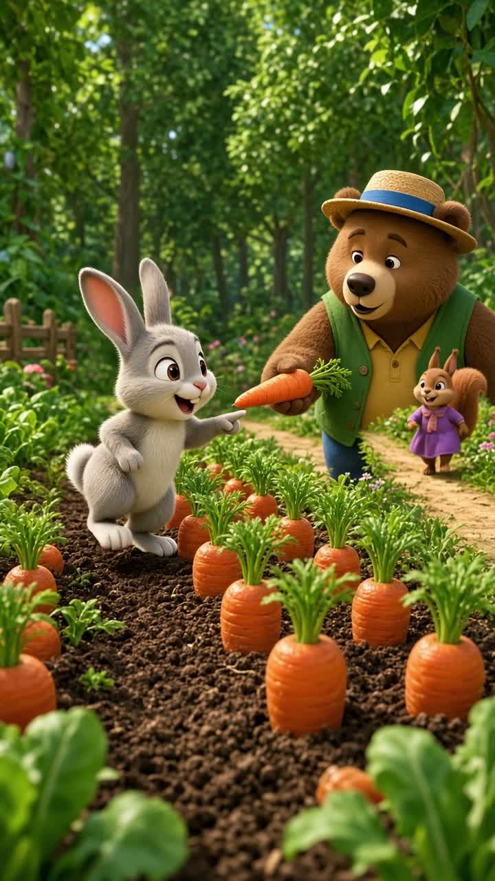 Bunny, a cute little rabbit with soft fur, long ears… — AI cartoon