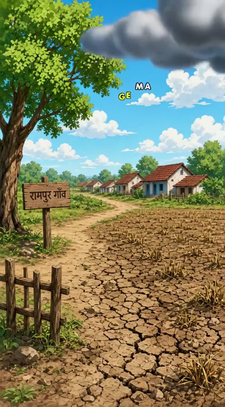 In a small village, a hardworking farmer named Ramu lives… — AI cartoon