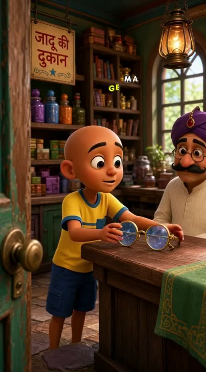 Golu finds a pair of magical glasses — AI cartoon