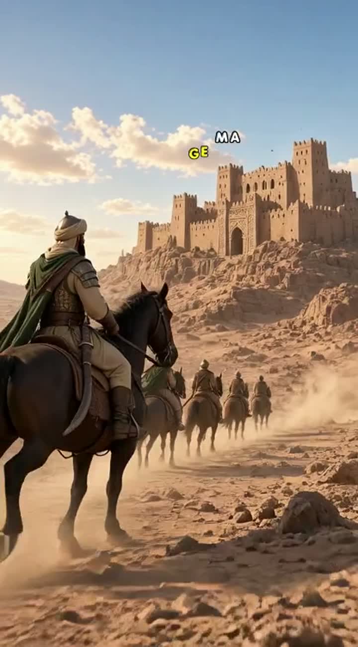 A realistic 3D cartoon of medieval Muslim warriors riding horses… — AI cartoon