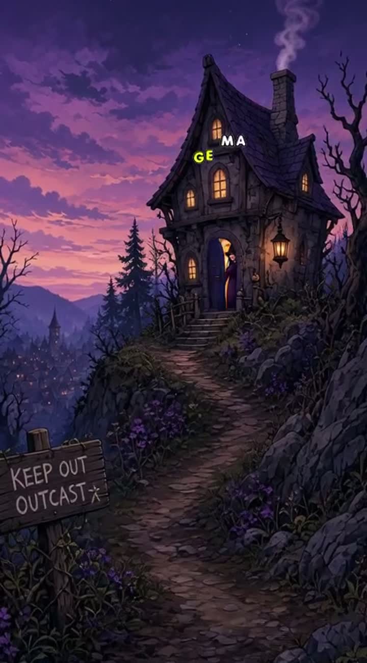 A lady who is in known to be an outcast, a witch… — AI cartoon