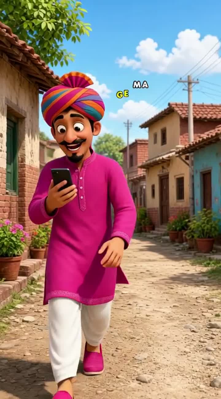 Funny 3D Punjabi cartoon short video for YouTube Shorts, vertical 9:16 — AI cartoon