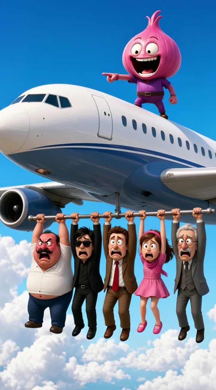 Funny 3D cartoon animation of a crazy pink onion-headed man… — AI cartoon