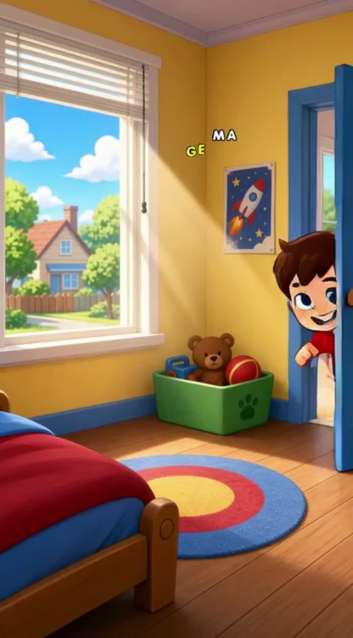 Ih home little kid my cartoon, noughty boy — AI cartoon