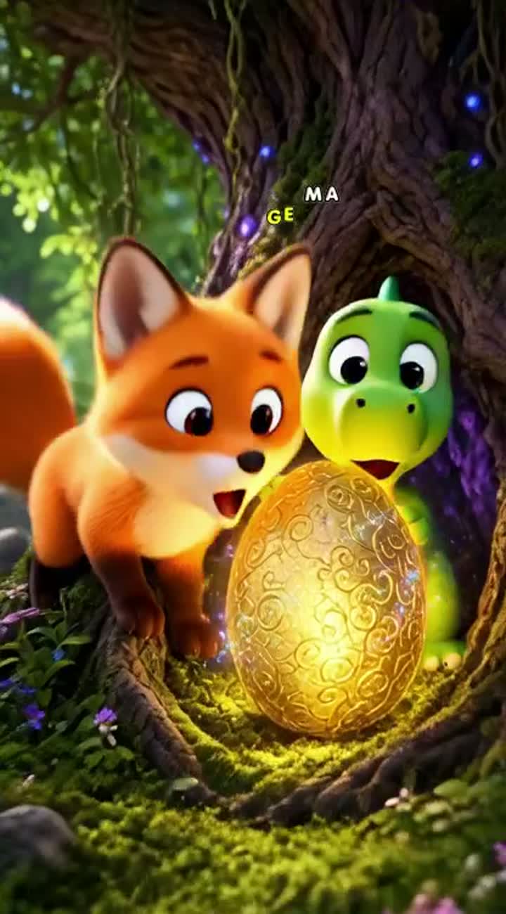 The Fox, the Dinosaur, and the Magical Egg — AI cartoon