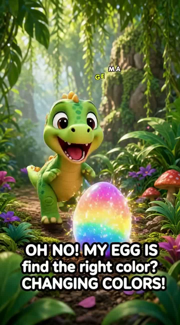 AI Video Prompt: "The Baby Dinosaur Who Found a Rainbow Egg! — AI cartoon