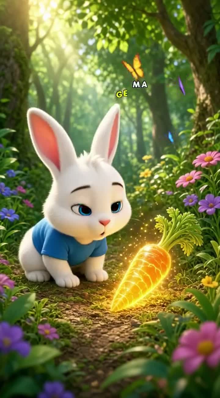 A cute 3D cartoon bunny named Benny, with soft white fur… — AI cartoon
