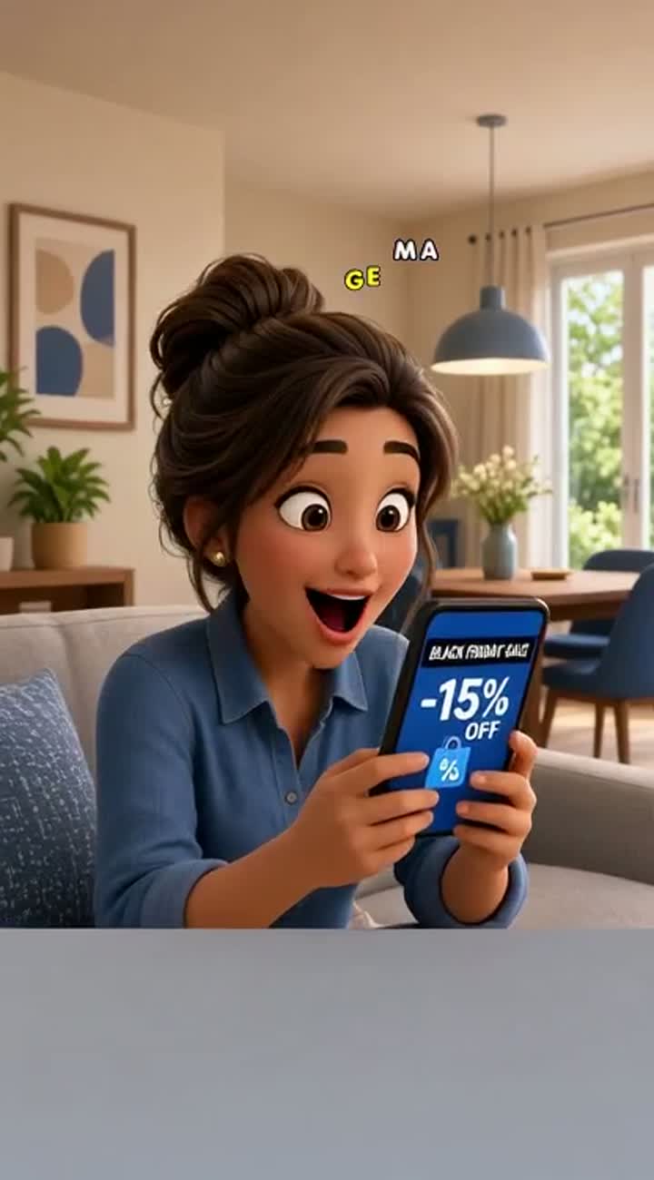 Vertical (1080 × 1920) 3D cartoon Black Friday advertisement… — AI cartoon