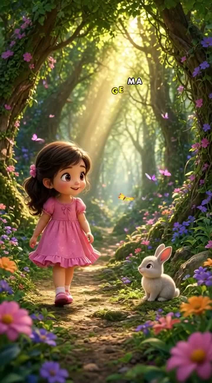 Beautiful 3D animated cartoon video of a little girl walking… — AI cartoon