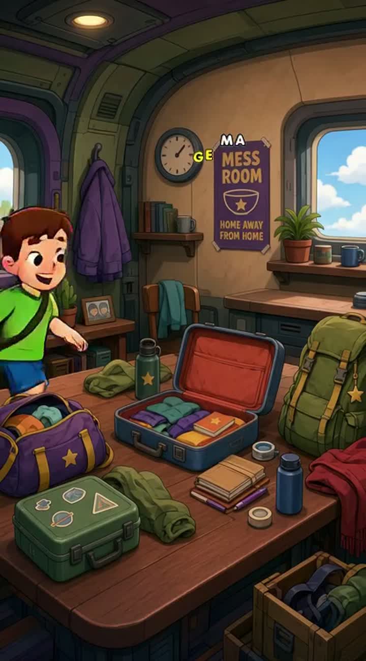 Mess room and everyone have to pack their own stuffs — AI cartoon