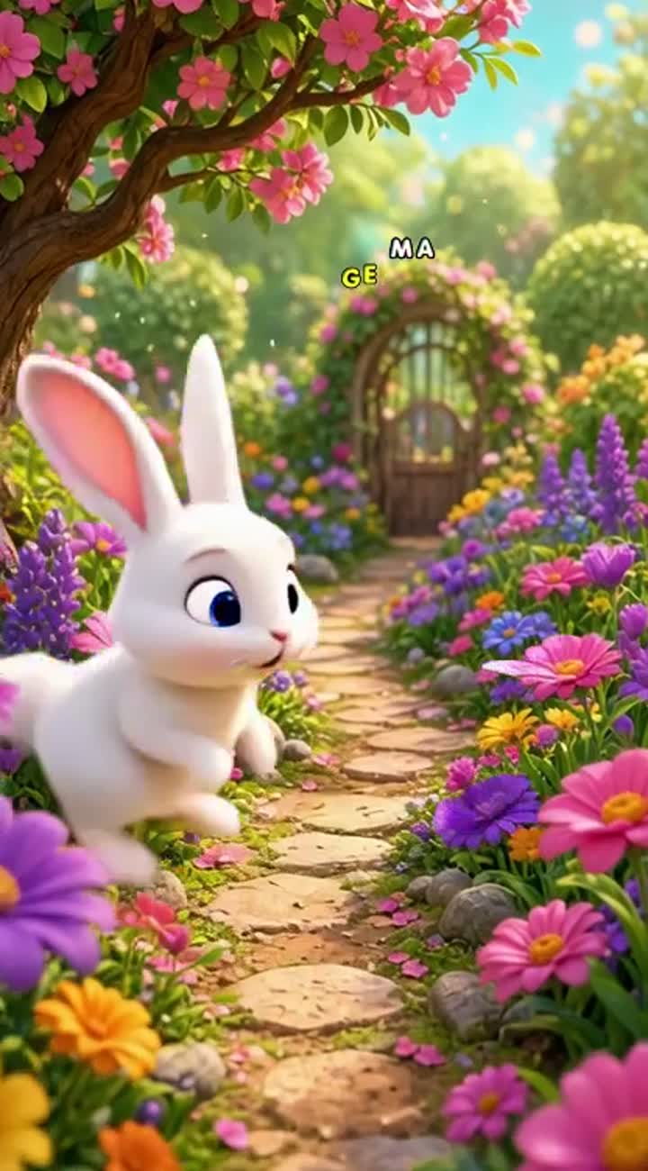 Beautiful 3D cartoon for children about a cute white rabbit… — AI cartoon