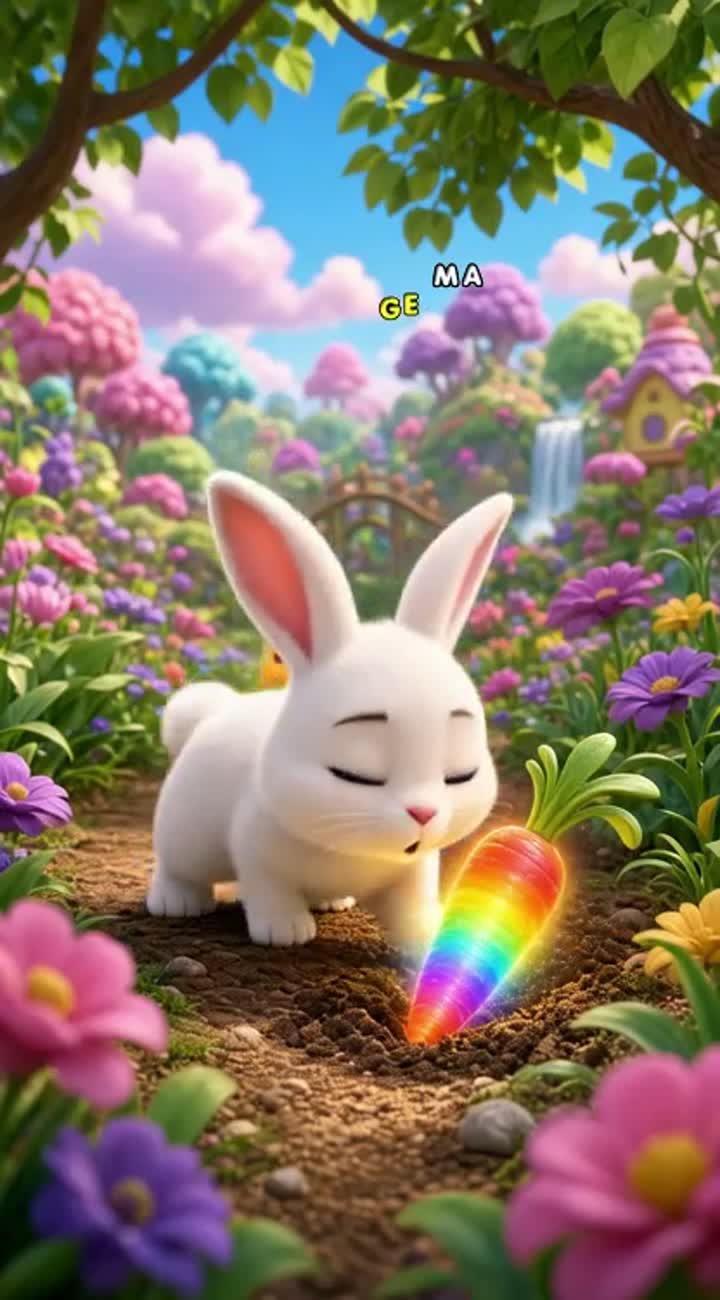The Little Bunny and the Magic Rainbow Carrot — AI cartoon