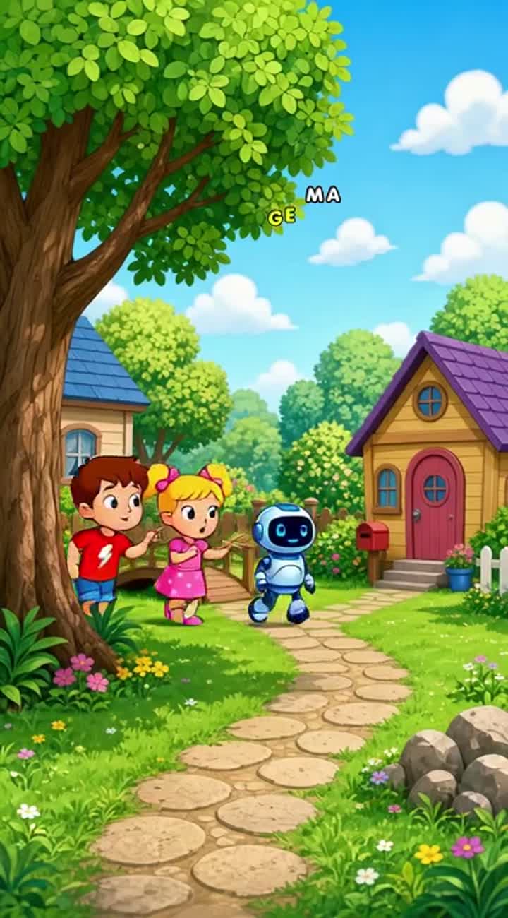 Robo and the Kids — AI cartoon