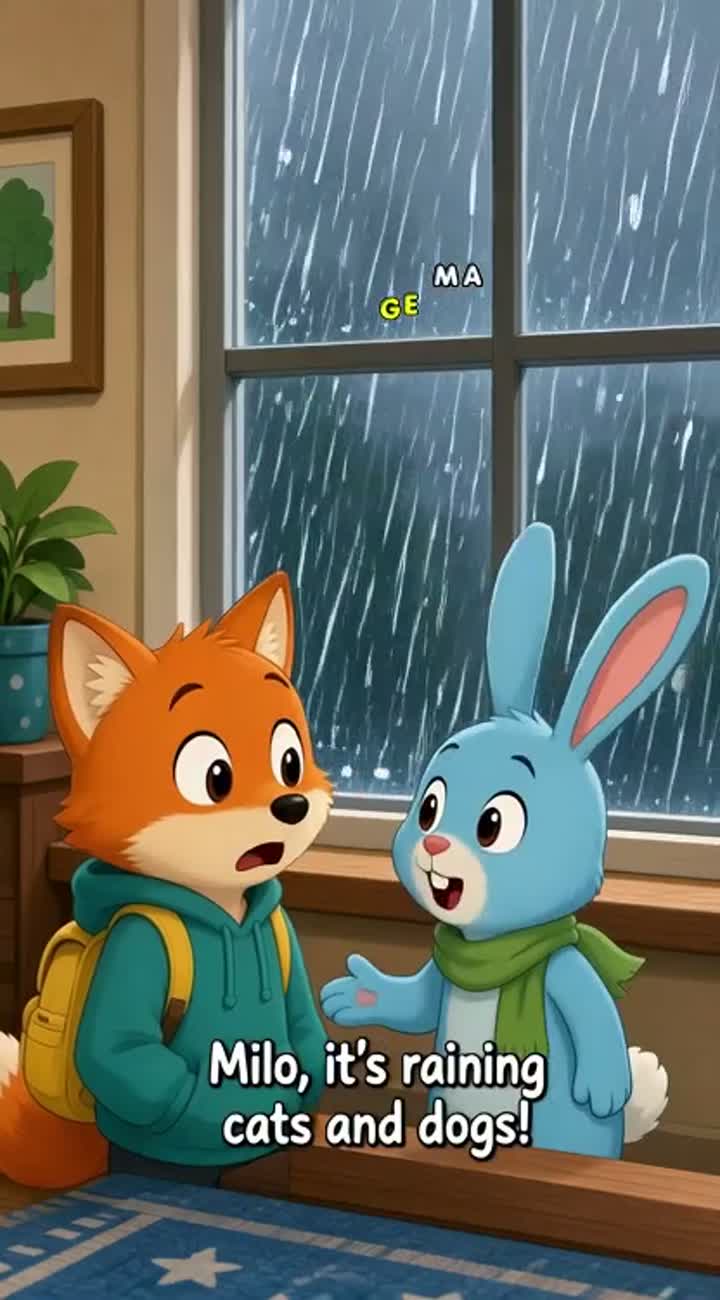 Milo is a cute orange fox with big brown eyes, a cream muzzle… — AI cartoon