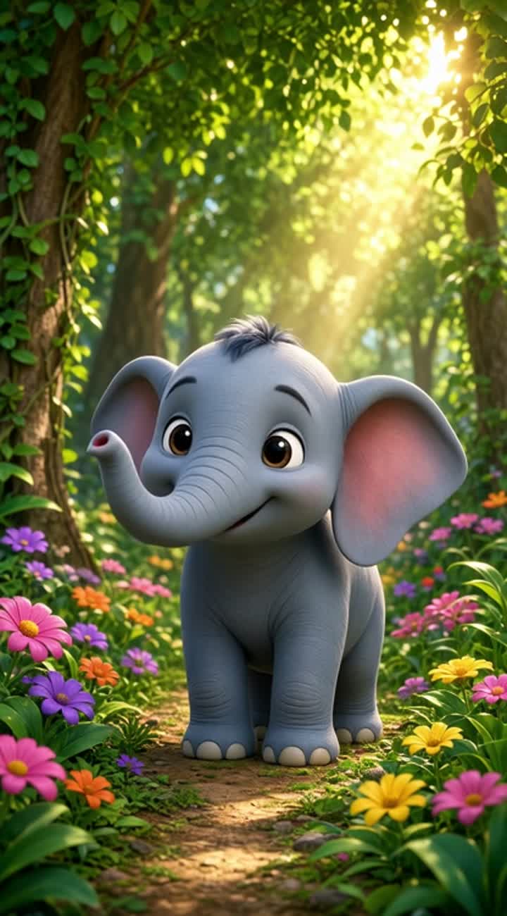 A cute small 3D cartoon baby elephant named Chintu… — AI cartoon