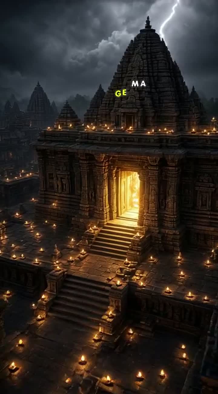 It is midnight in the ancient temple of Tuljapur — AI cartoon