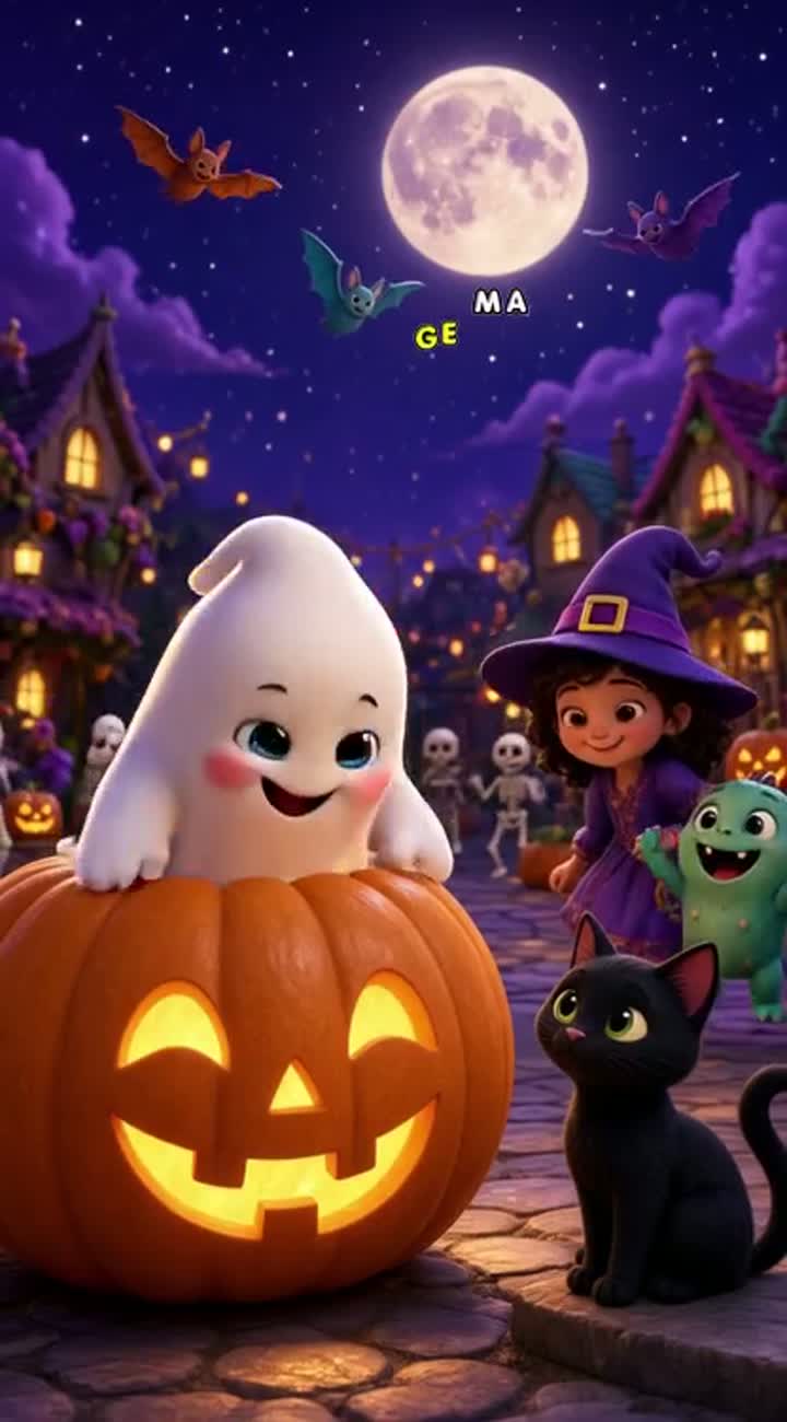 A vibrant, colorful, high-quality 3D animated Halloween music… — AI cartoon