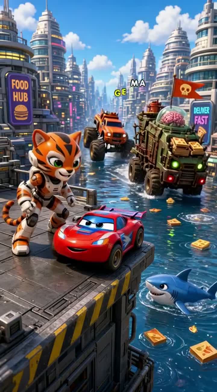 High-quality, colorful 3D children's animation in a bright… — AI cartoon