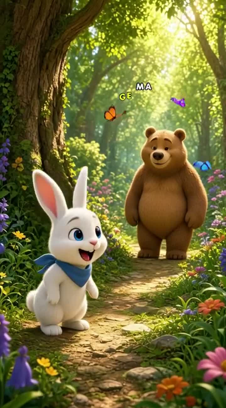 Beautiful 3D animated children's cartoon about a cute little white… — AI cartoon