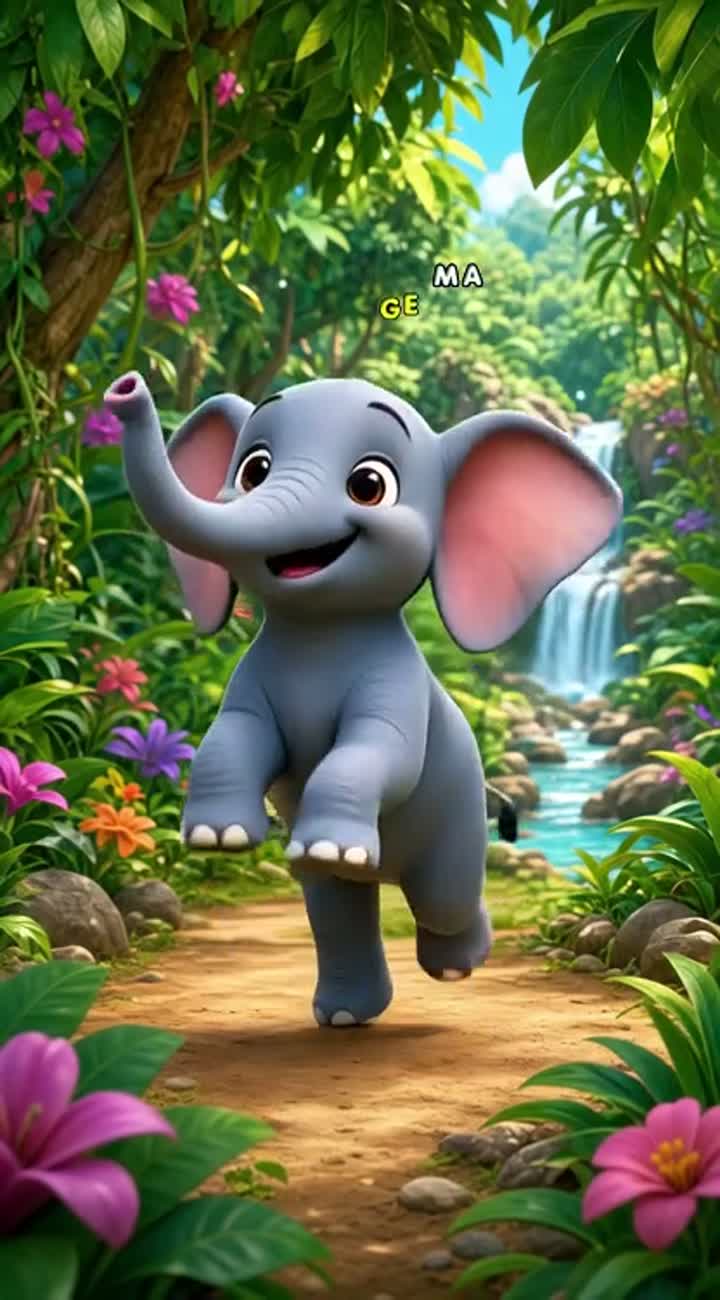 A cute baby elephant in colorful 3D cartoon animation… — AI cartoon