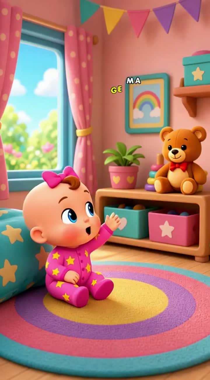 Baby: Hello Teddy! — AI cartoon