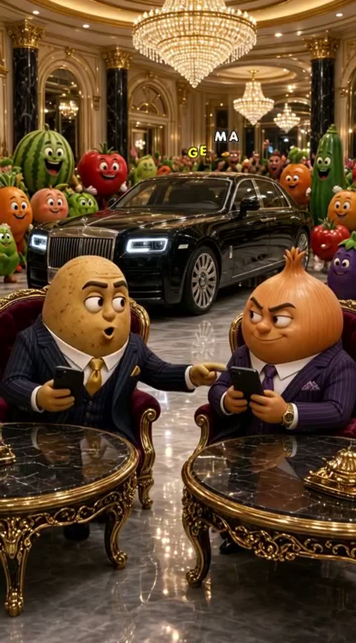 Beautiful, funny, high-quality 3D animated cartoon in a luxurious… — AI cartoon