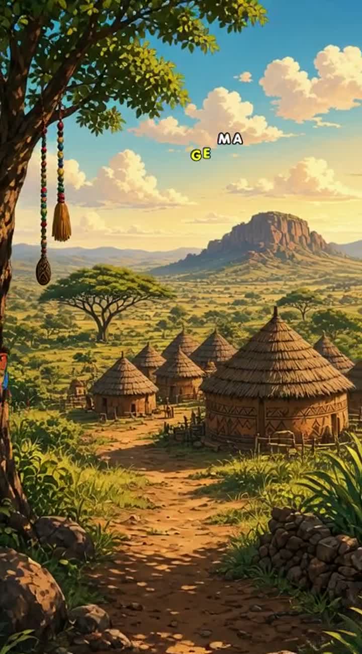 Colorful African anime cartoon about a young hero named KELUZ… — AI cartoon