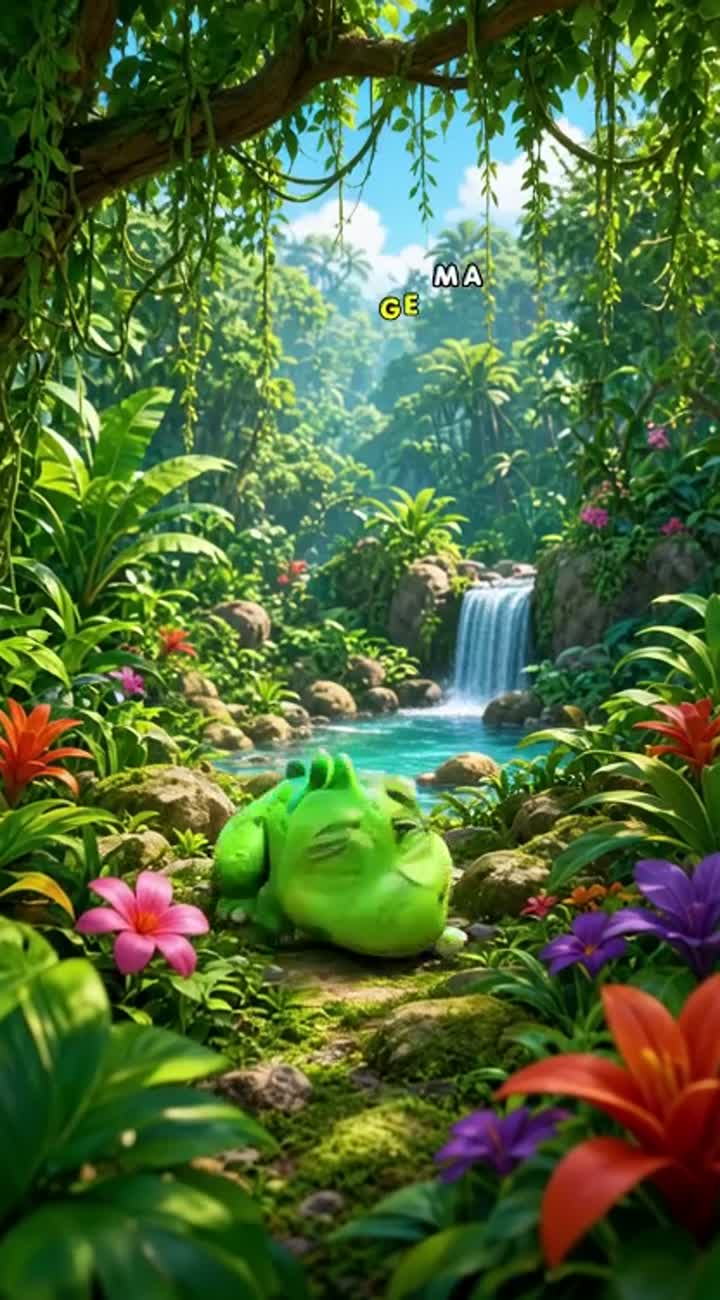 Colorful 3D animated children's cartoon titled "The Baby Dinosaur… — AI cartoon
