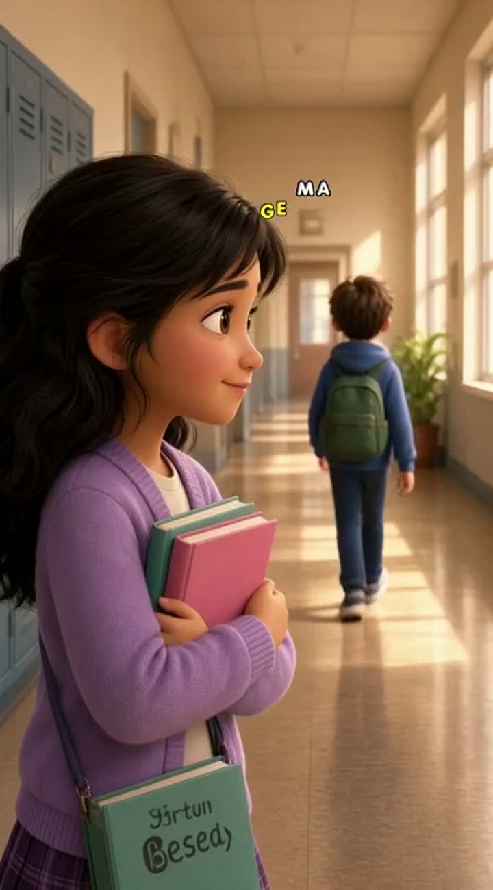 Continue the same cute 3D animated school story — AI cartoon