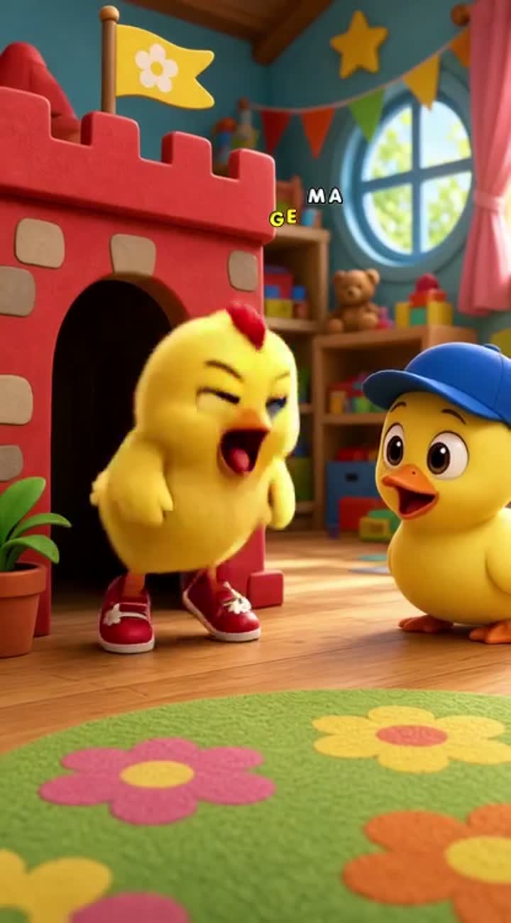 Lulu is a tiny fluffy yellow chick with big blue eyes… — AI cartoon